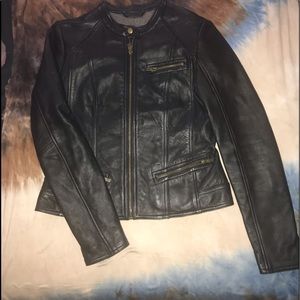 Brand New Black Rivet Leather Jacket